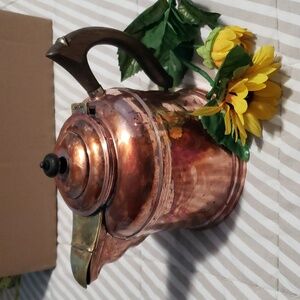 Vintage Rome Manufacturing copper and brass tea kettle